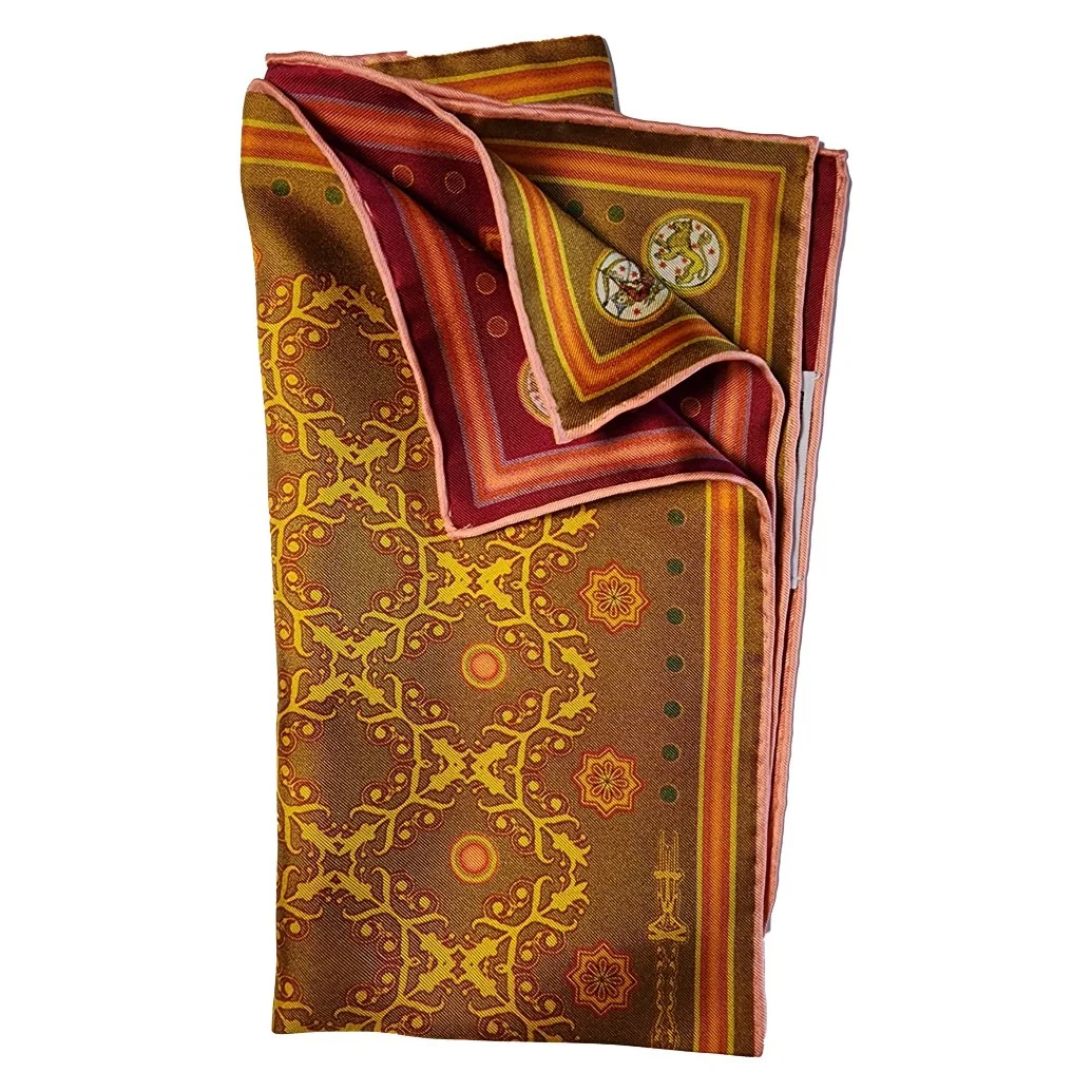 OVALS - Pocket Square-Small Neck Scarf - Red-Orange — Bruce Samia